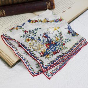 Vintage France Floral Handkerchief